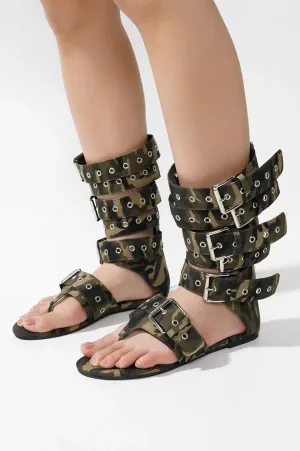 Camouflage Buckled Trendy Sandal